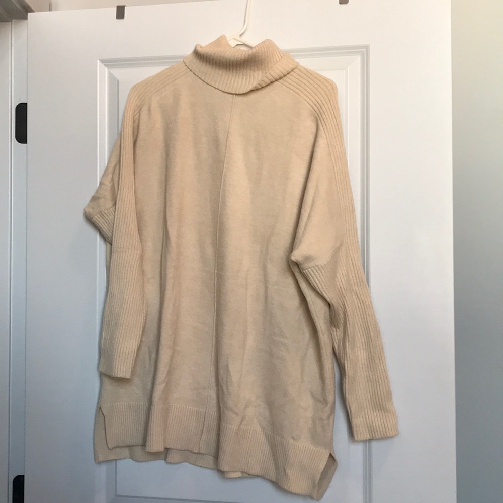 Tan oversized soft turtle neck